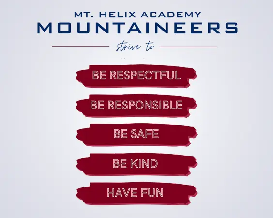 The five core pillars at Mt. Helix Academy