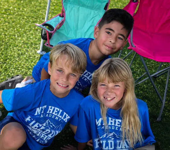 Kids pose during field day at Mt. Helix Academy.