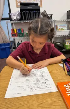 A student works in the classroom at Mt. Helix Academy.